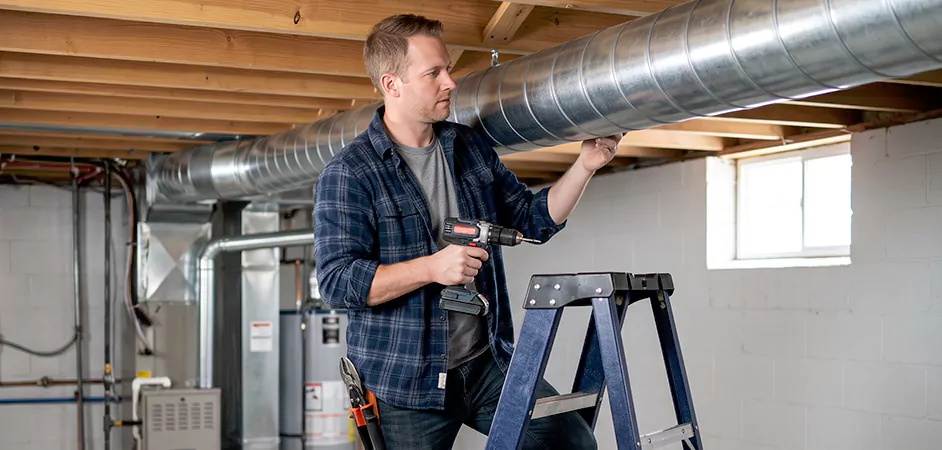 Exposed Spiral Ductwork in Takoma Park