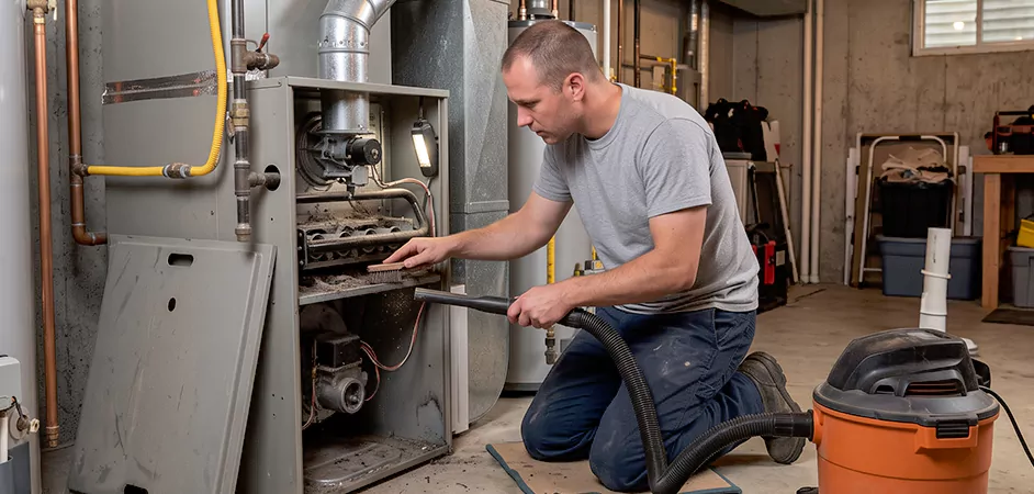 Burner and Heater Compartment Lint Removal in Takoma Park